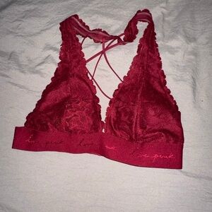 PINK Victoria's Secret Deep Red Lace Bralette